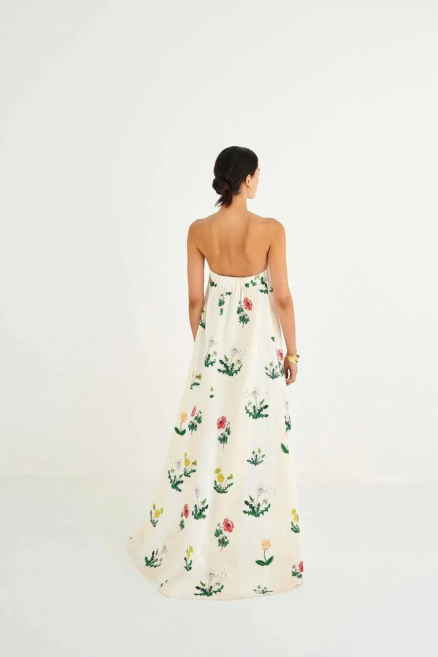 Oroton Poppy Print Gown Cream Floral 10  for rent on The Volte - main image