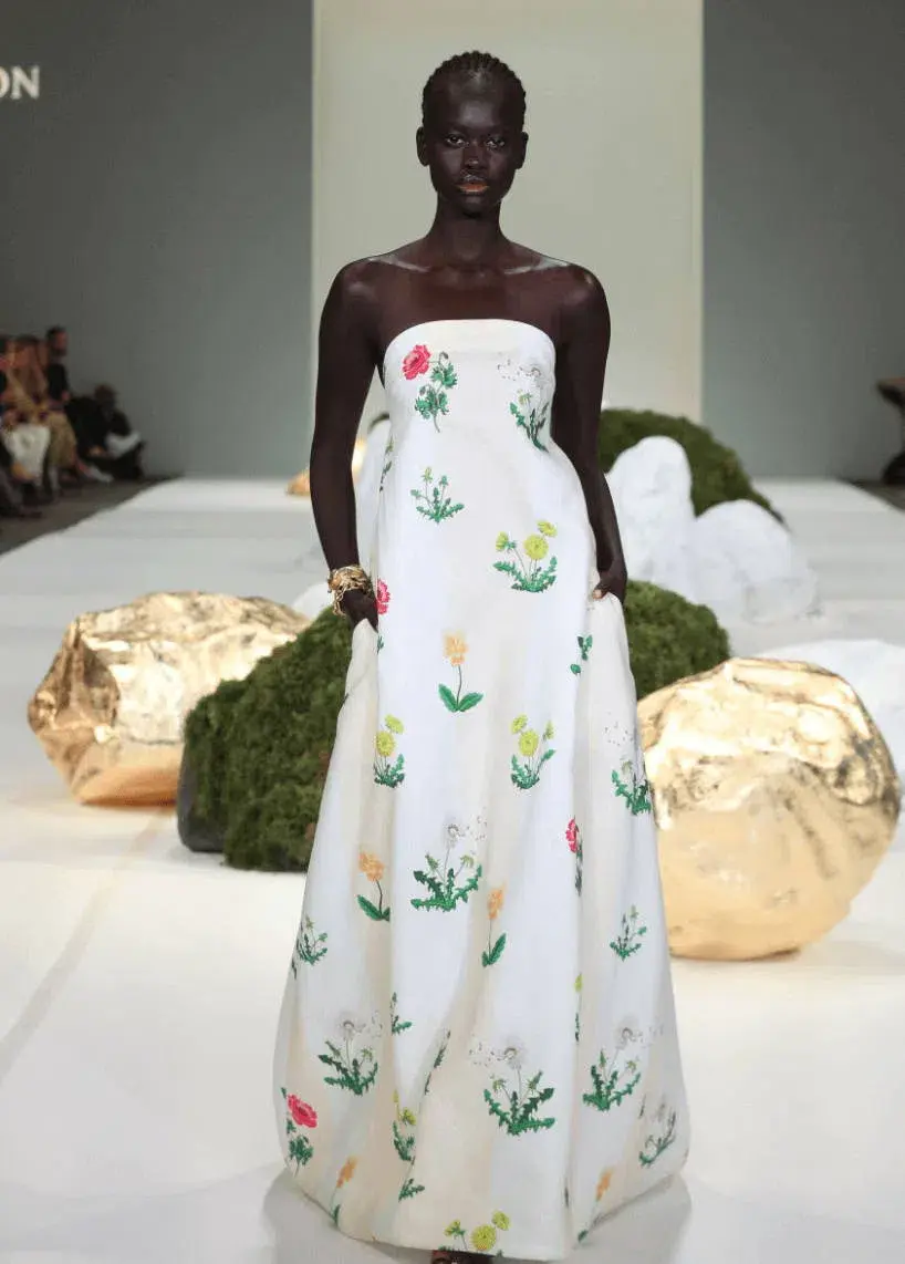 Oroton Poppy Print Gown Cream Floral 10  - Image 9