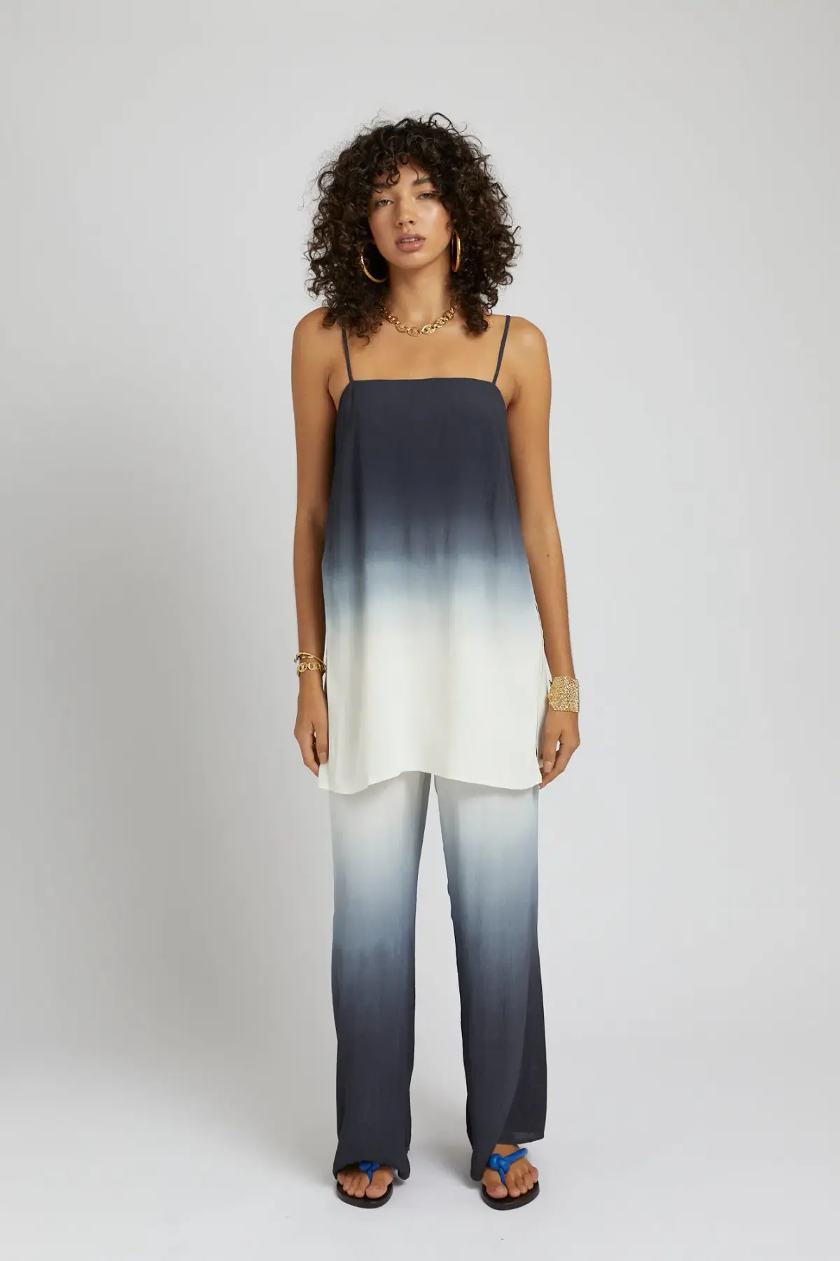 Summi Summi Tunic Top Size XS and Elastic Waist Drawstring Pants Size M Set in Charcoal Fade - Image 1