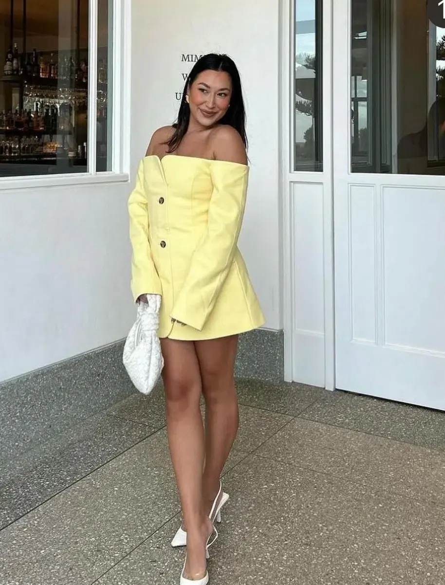 Sir the Label Sandrine Tailored Mini Dress Yellow Size 6 - Image 3