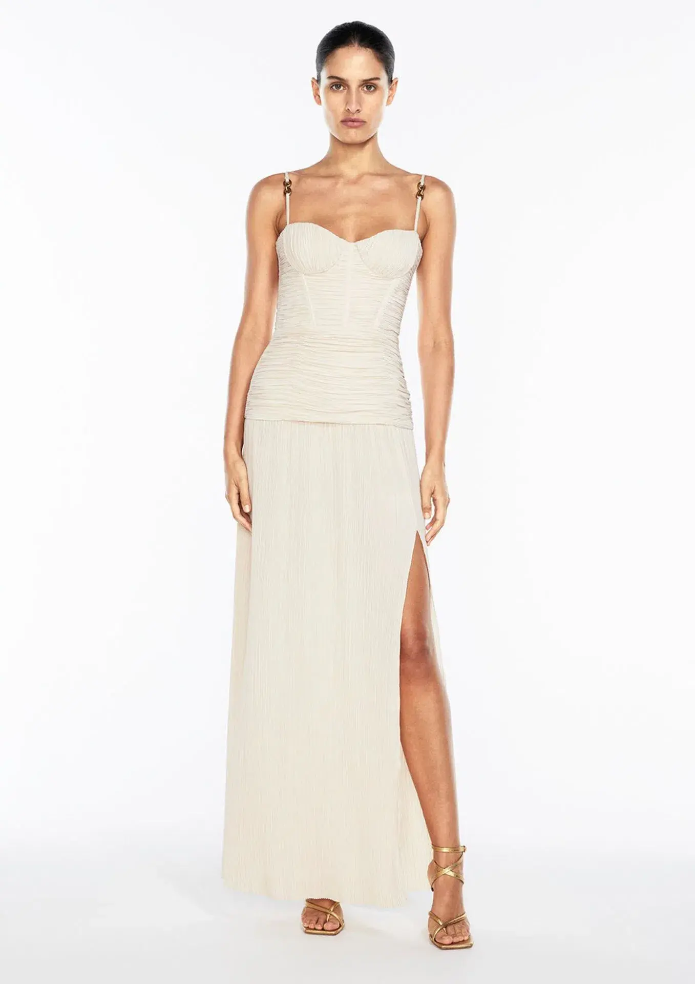 Manning Cartell Double Time Pleat Maxi Dress Nougat Size 6 - Image 1