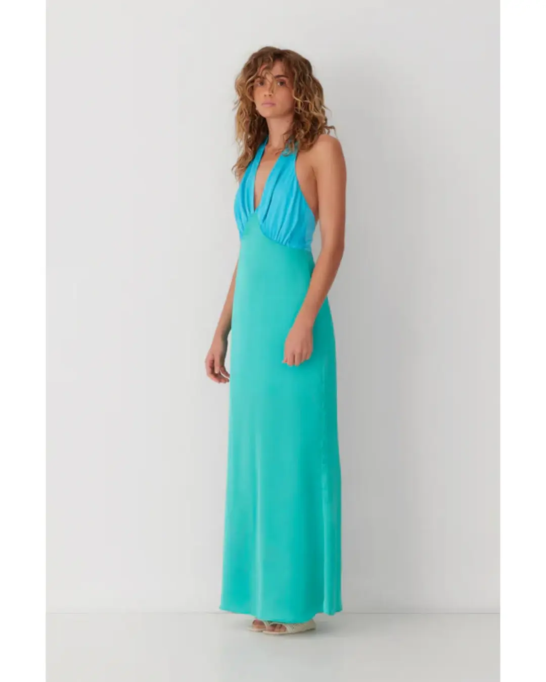 The Wolf Gang Oahu Slip Dress Aquamarine Size AU 8 for rent on The Volte - main image