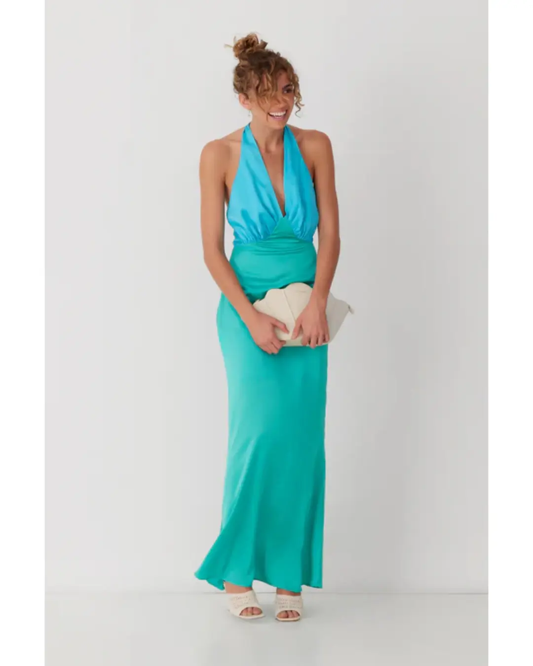 The Wolf Gang Oahu Slip Dress Aquamarine Size AU 8 for rent on The Volte - main image