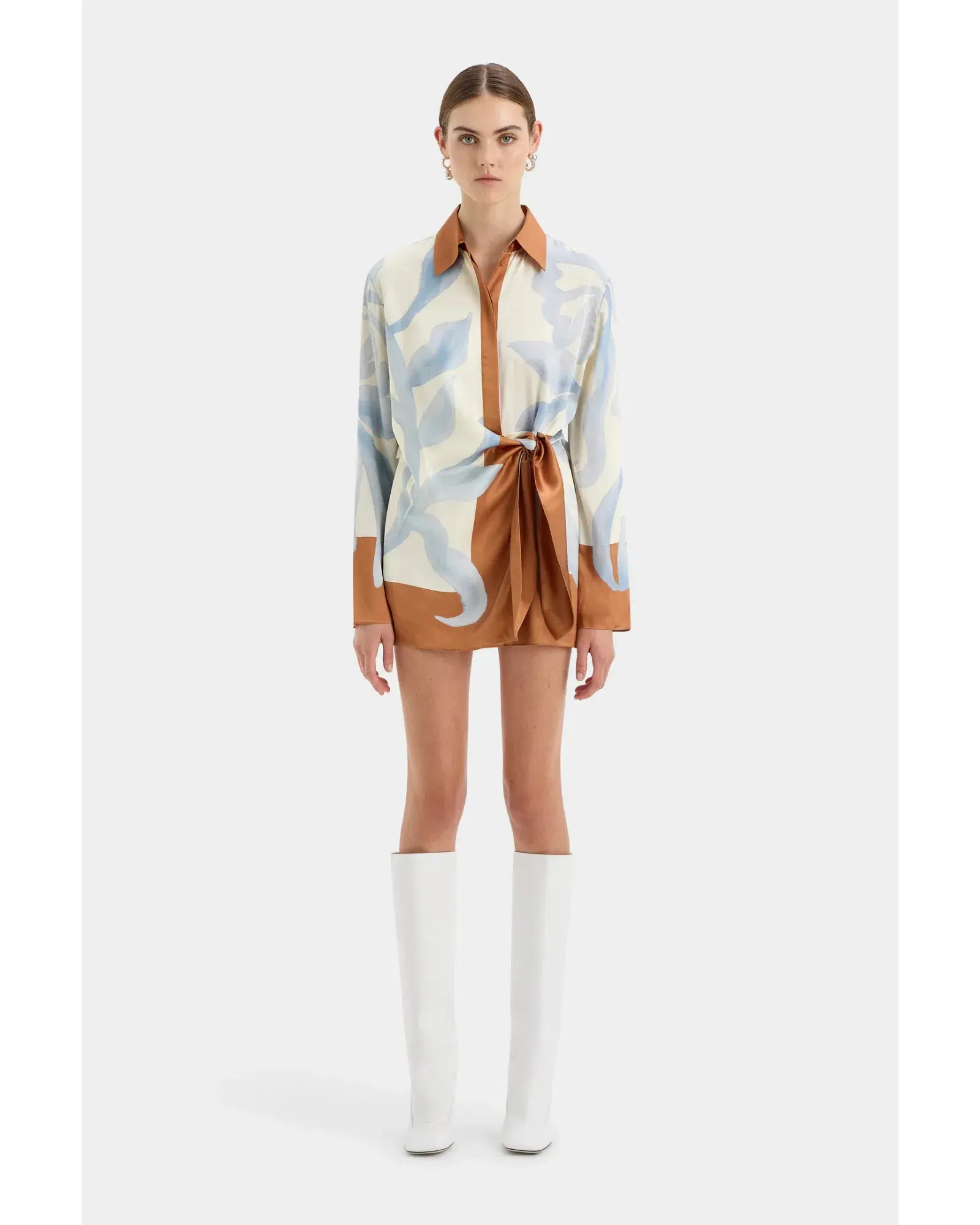Sir the Label Sorrento Shirt Dress Sciarpa Print Size AU 8  - Image 1