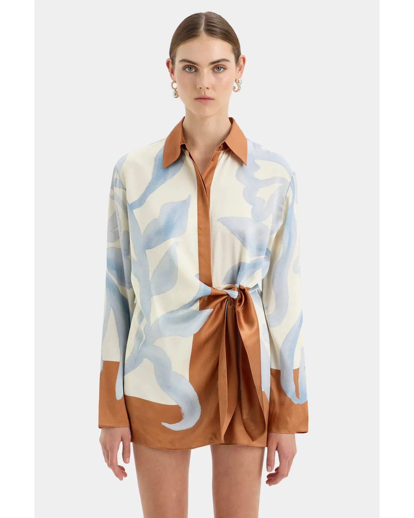 Sir the Label Sorrento Shirt Dress Sciarpa Print Size AU 8  - Image 2