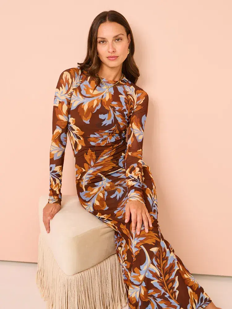 Ownley Carla Dress Retro Leaf Size AU 8 - Image 4