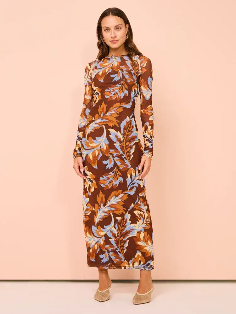 Ownley Carla Dress Retro Leaf Size AU 8 for rent on The Volte - main image
