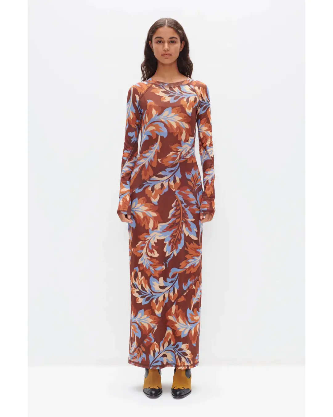 Ownley Carla Dress Retro Leaf Size AU 10  for rent on The Volte - main image