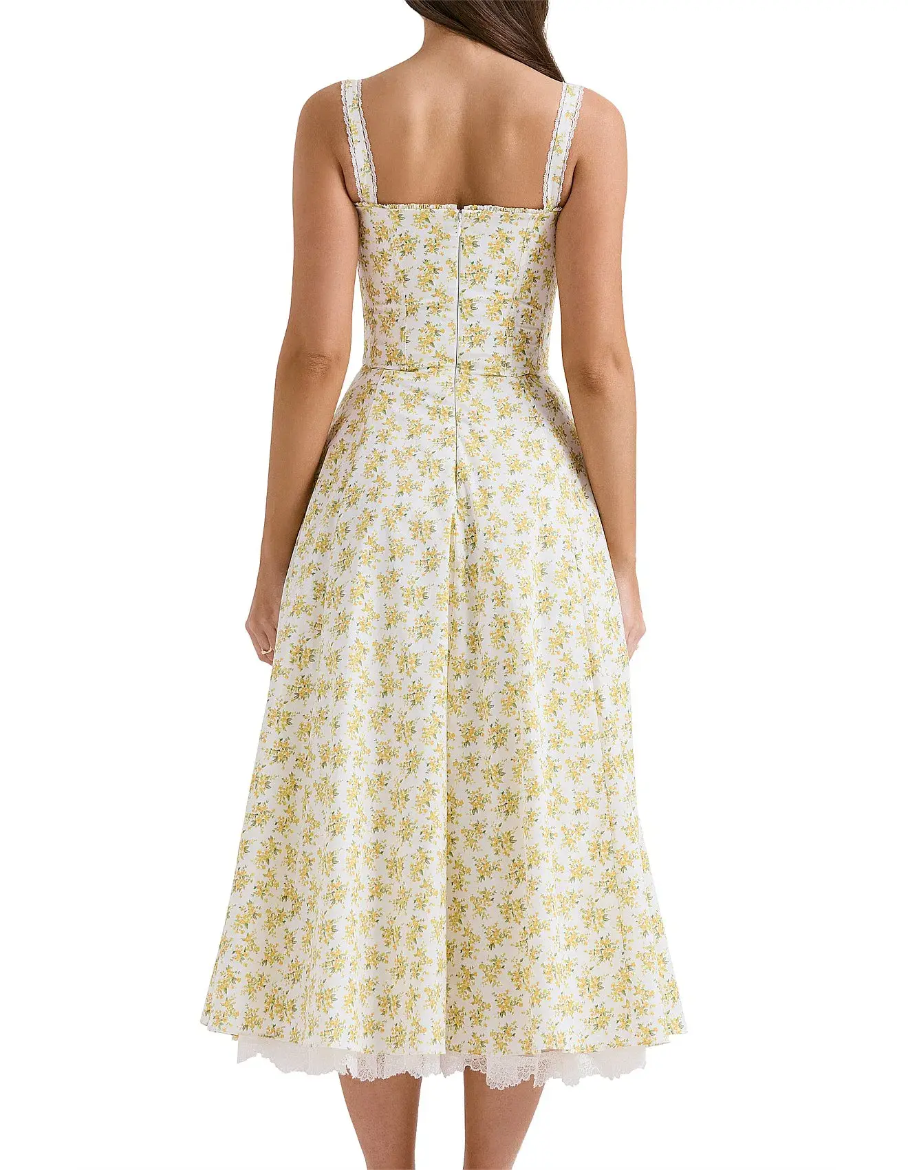 House of CB Rosalee Cotton Bustier Sundress White Vintage Floral Print Size S / AU 8 - Image 3