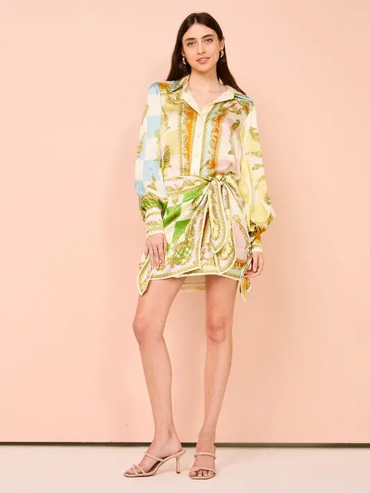 Alemais Checkmate Silk Mini Dress Multi Size 10 for rent on The Volte - main image