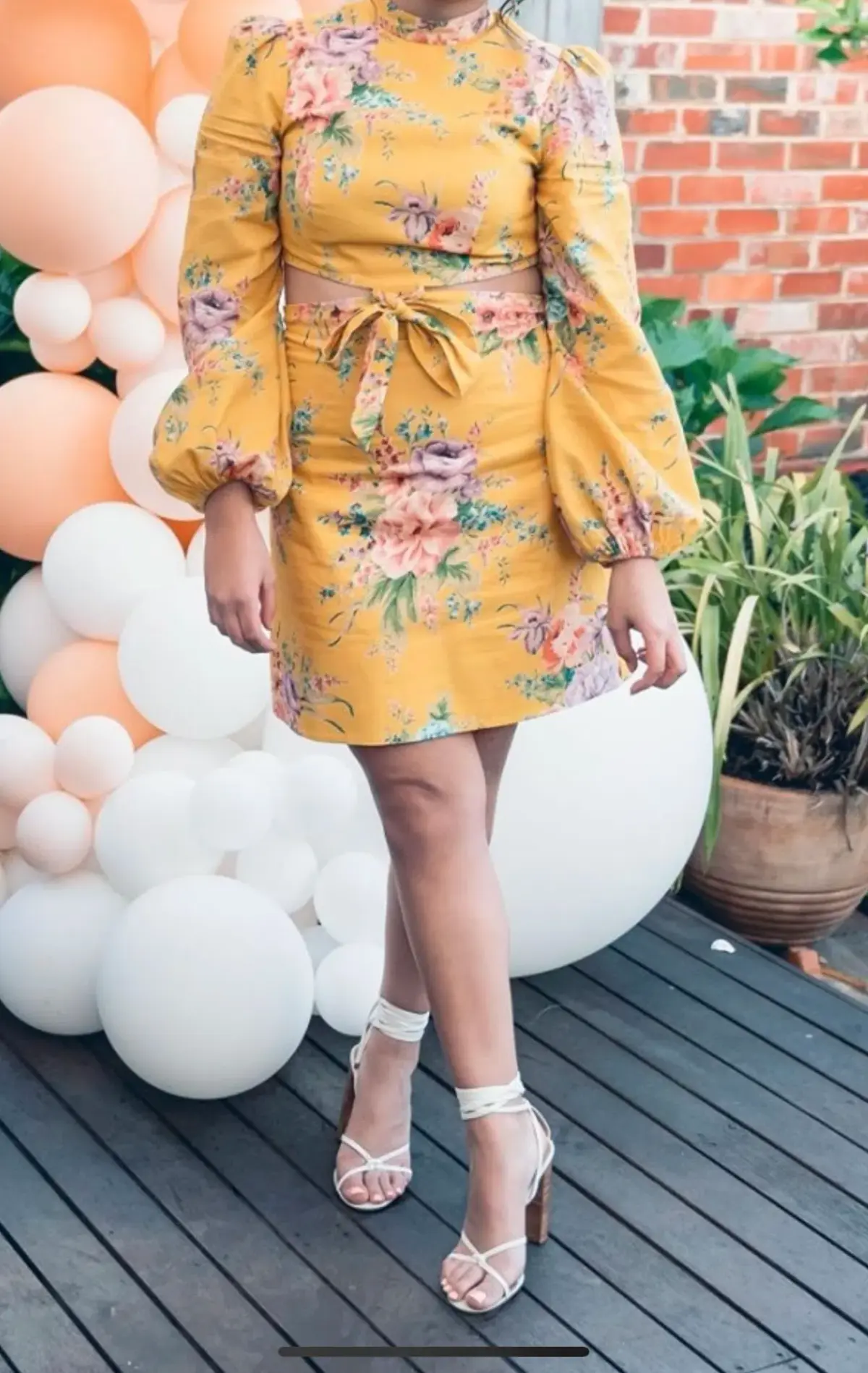 Zimmermann Zinnia Bow Cut Out Short Dress Golden Floral Size 1 / AU 10 - Image 4