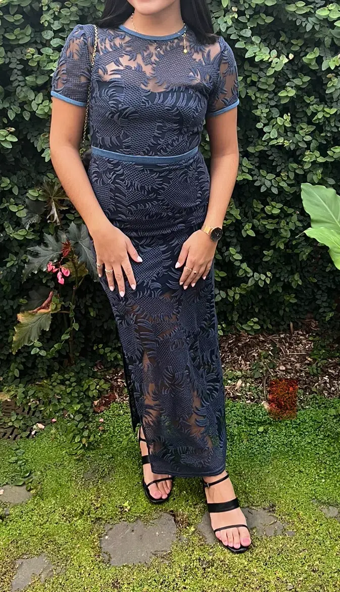 Manning Cartell Between Two Worlds Midi Lace Dress Navy Blue Size 8 - Image 3