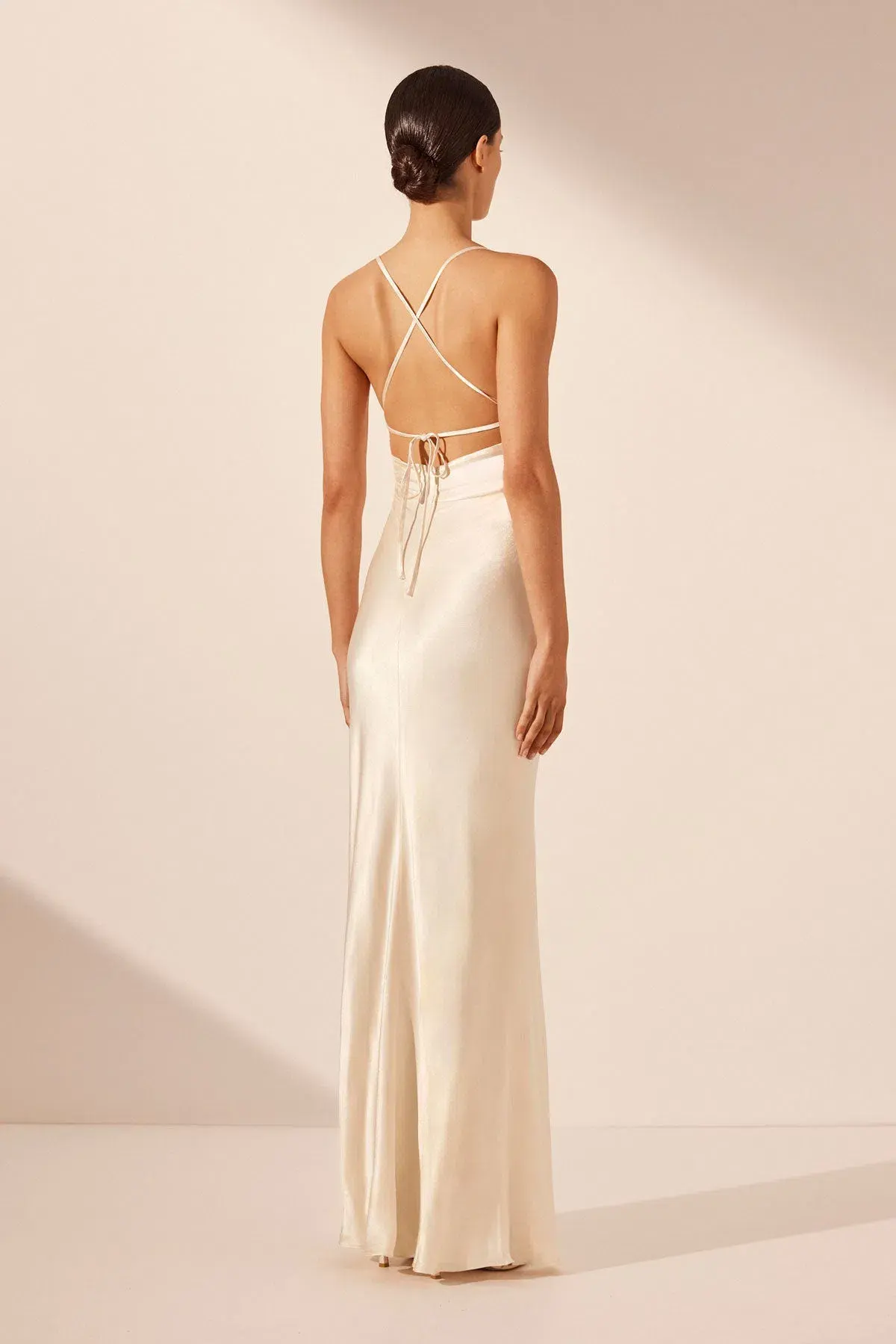 Shona Joy La Lune Lace Back Maxi Dress Cream Size 8 - Image 2