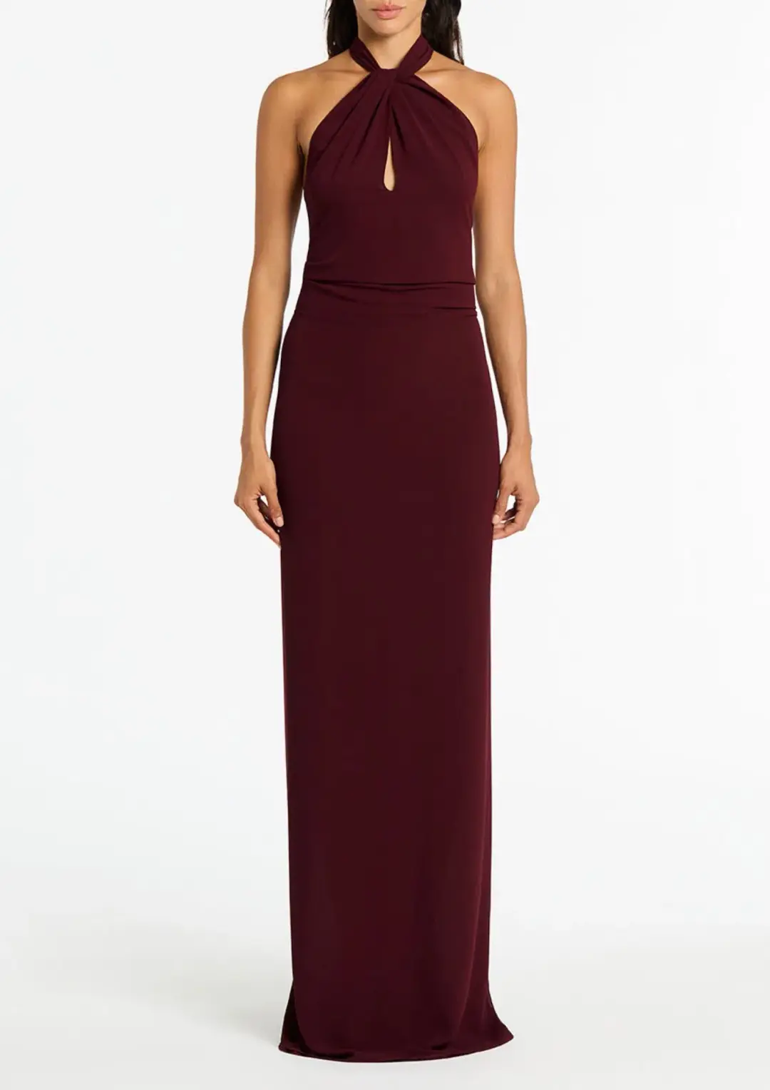 Carla Zampatti Georgette Halter Neck Gown Merlot Size 12 for rent on The Volte - main image