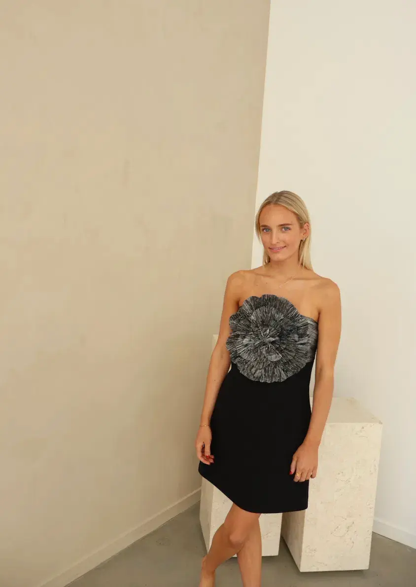 Rebecca Vallance Lumi Mini  Dress Black & Silver   for rent on The Volte - main image