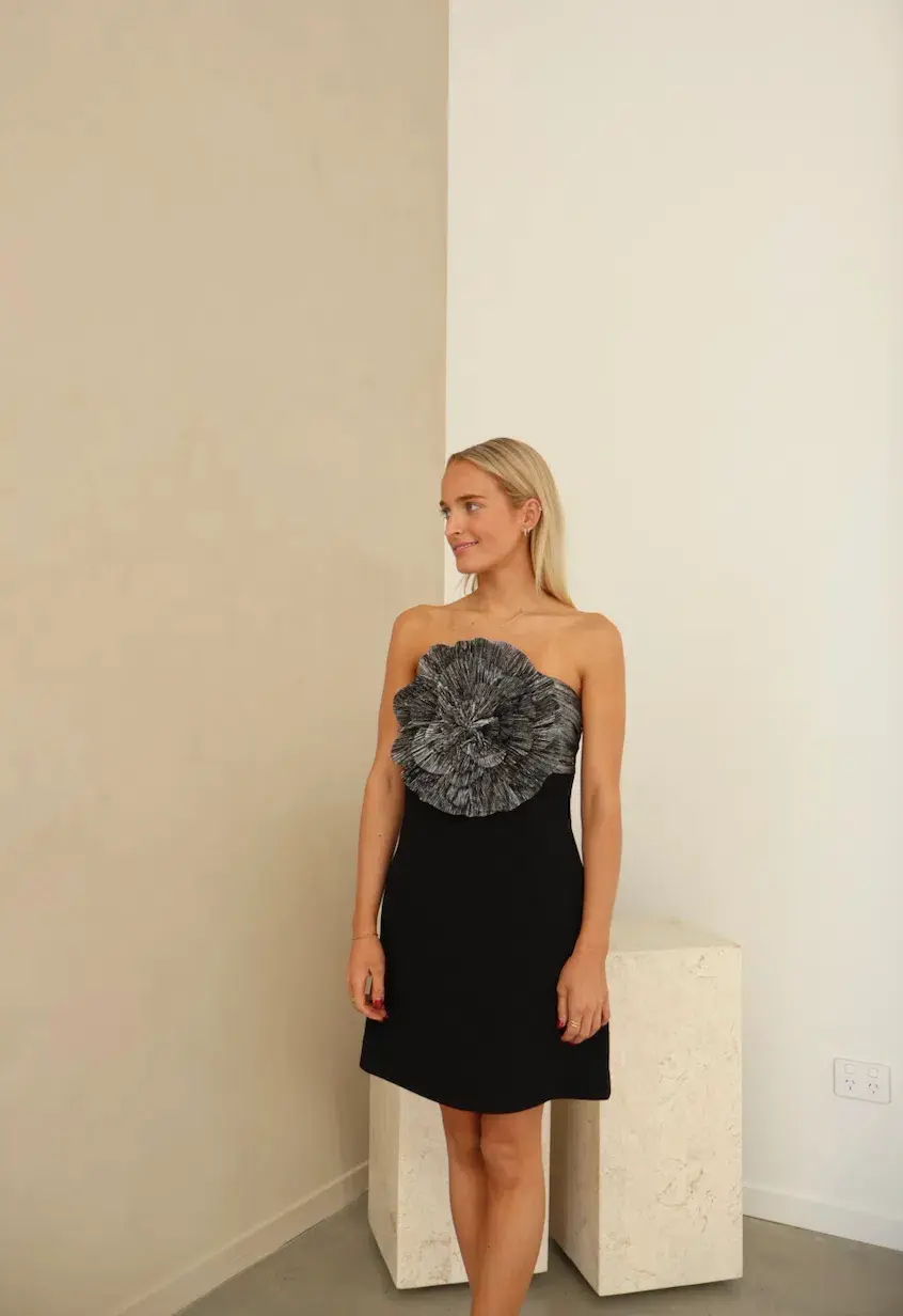 Rebecca Vallance Lumi Mini  Dress Black & Silver   for rent on The Volte - main image