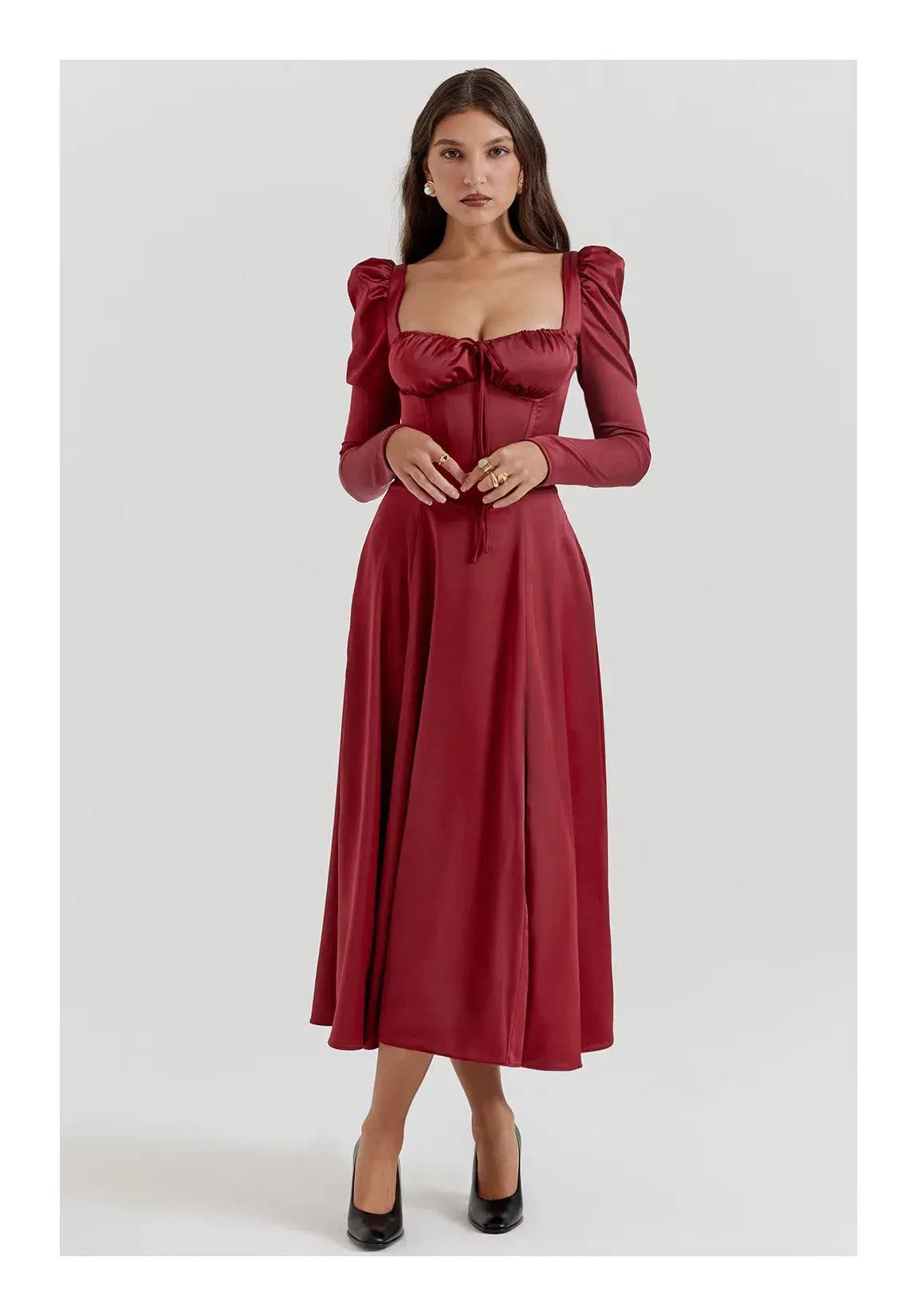 House of CB Sebille Ruby Corset Midi Dress Red Size L/ Au 12 - Image 1
