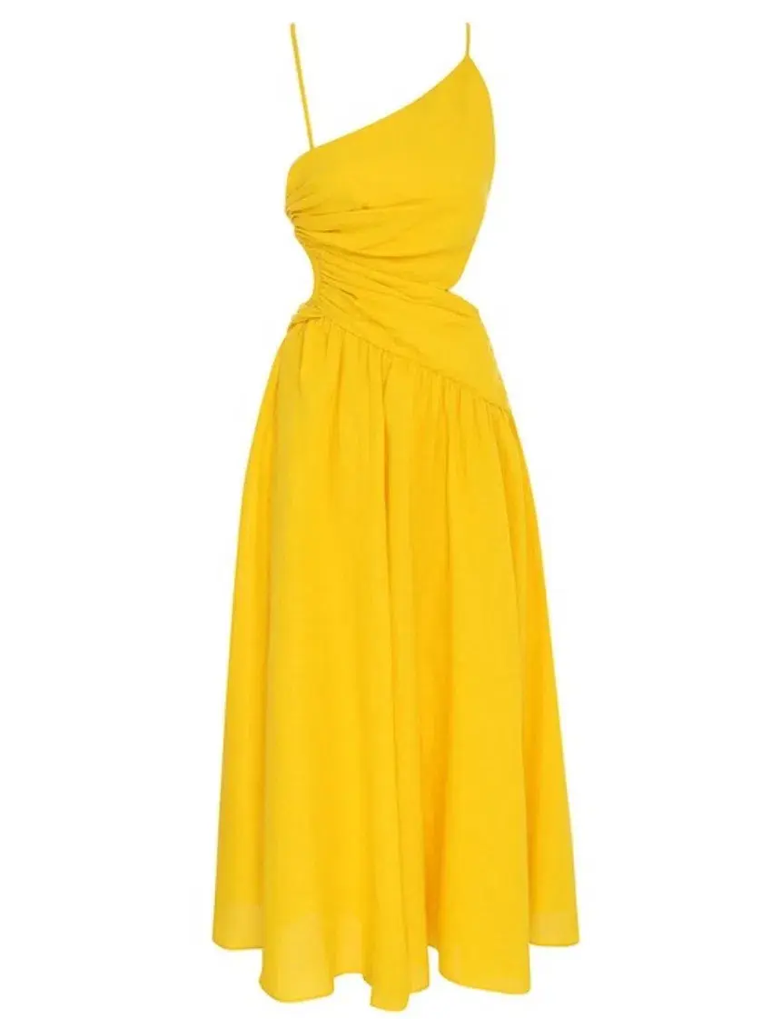 Zimmermann Ginger Asymmetric Midi Dress Marigold Size 1 / AU 10 - Image 1