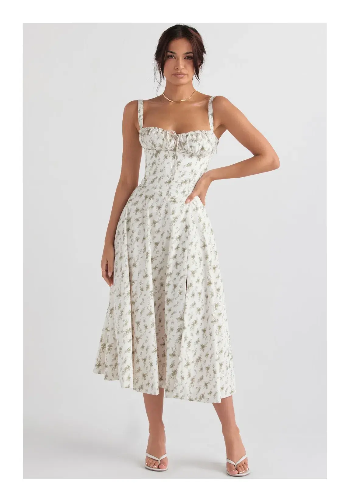 House of CB Carmen Garden Print Bustier Sundress Floral Size 12 - Image 1