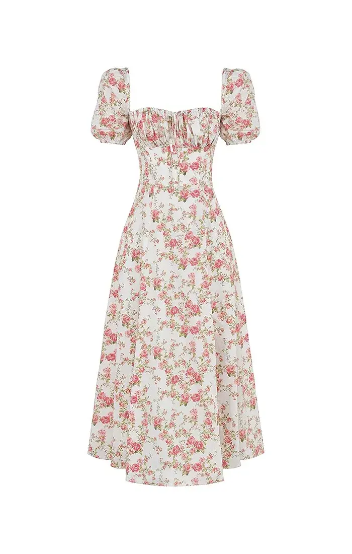 House of CB Tallulah Rose Print Puff Sleeve Midi Sundress Floral Size 12 - Image 4