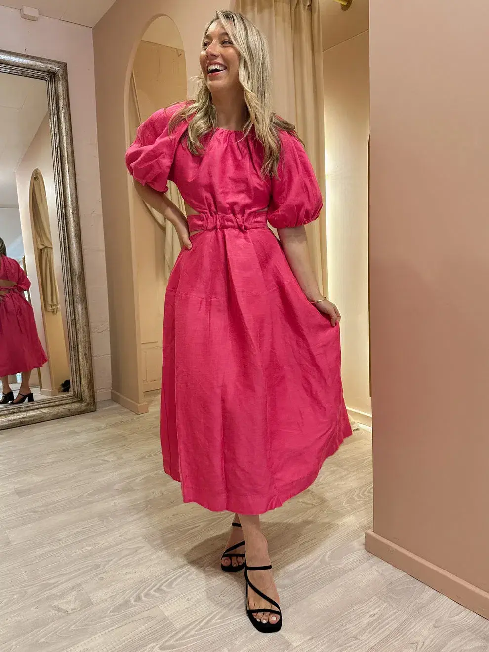 Aje Mimosa Cutout Midi Dress Hot Pink Size 6 - Image 2