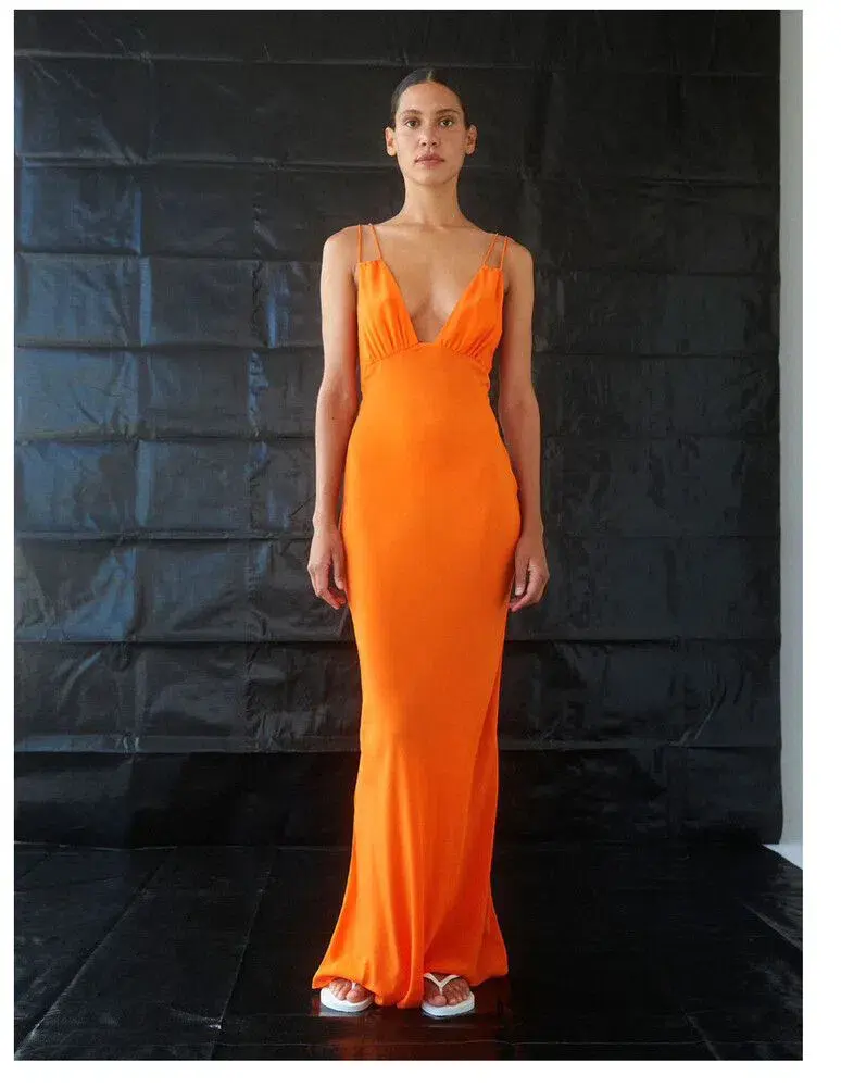 Paris Georgia Elemental Bernie Slip Dress Vivid Orange Size XS / AU 6 - Image 1
