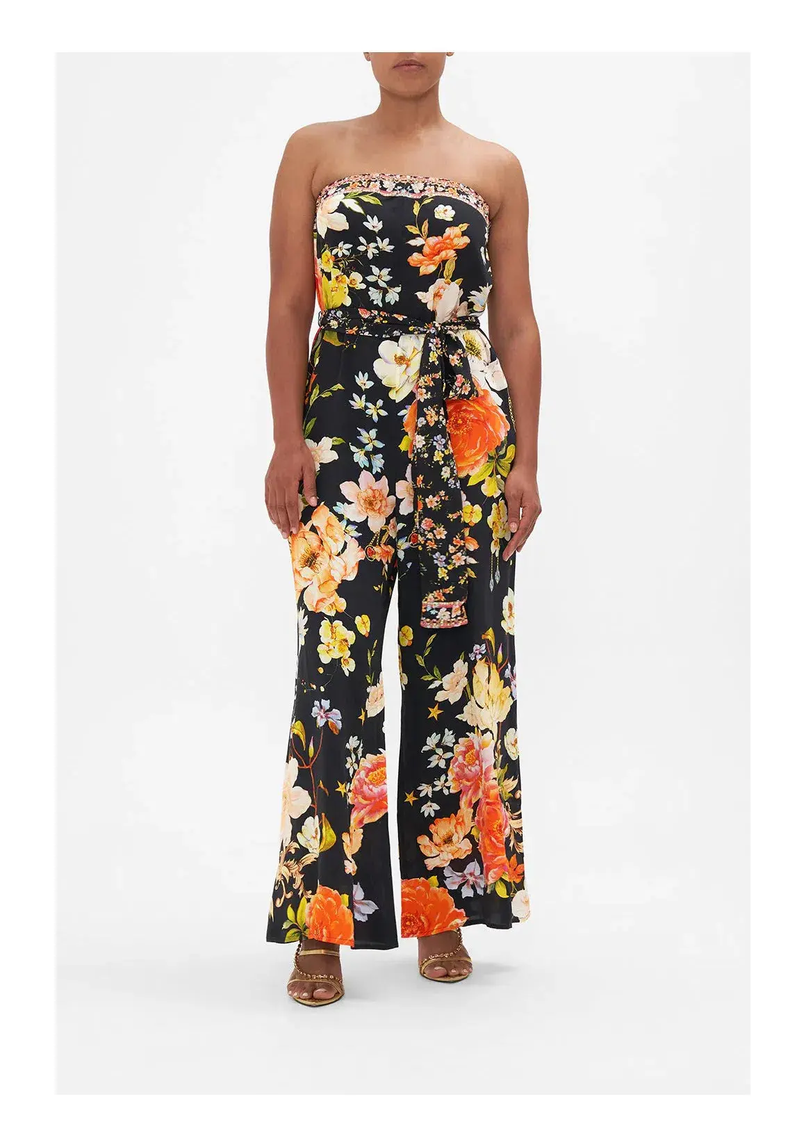 Camilla Secret History Tie Waist Strapless Jumpsuit Floral Size M/ AU 12 - Image 3