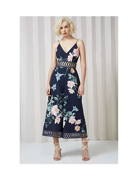 Keepsake Whispers Jumpsuit Navy garden Floral Size M/ AU 10 - Image 1