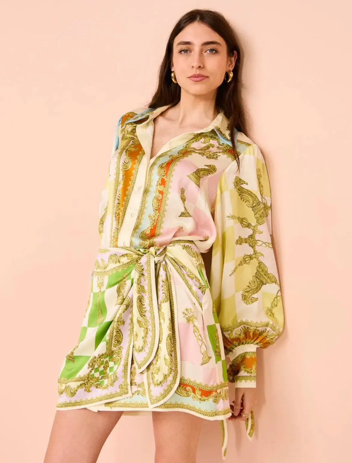 Alemais Checkmate Silk Mini Dress In Multi Size 8 - Image 2