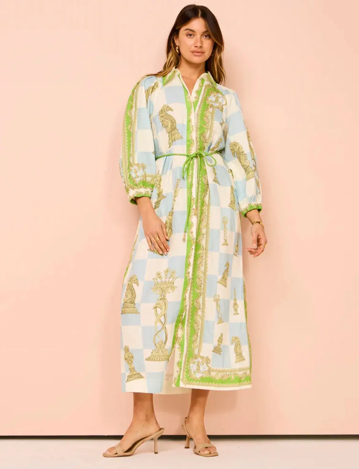 Alemais Checkmate Linen Shirt Dress Multi Size 8 - Image 1