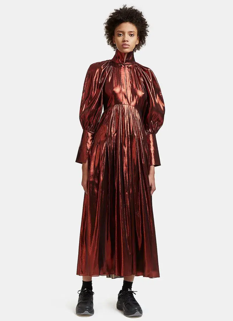 Ellery Red Silk Blend Lamé Dress Red Size 6 - Image 1