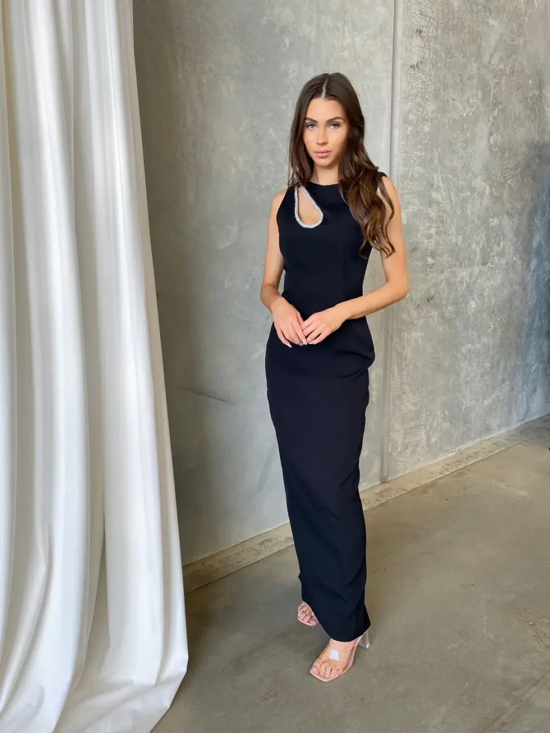 Bianca and Bridgett Valencia Midi Dress Black Size 12 for rent on The Volte - main image