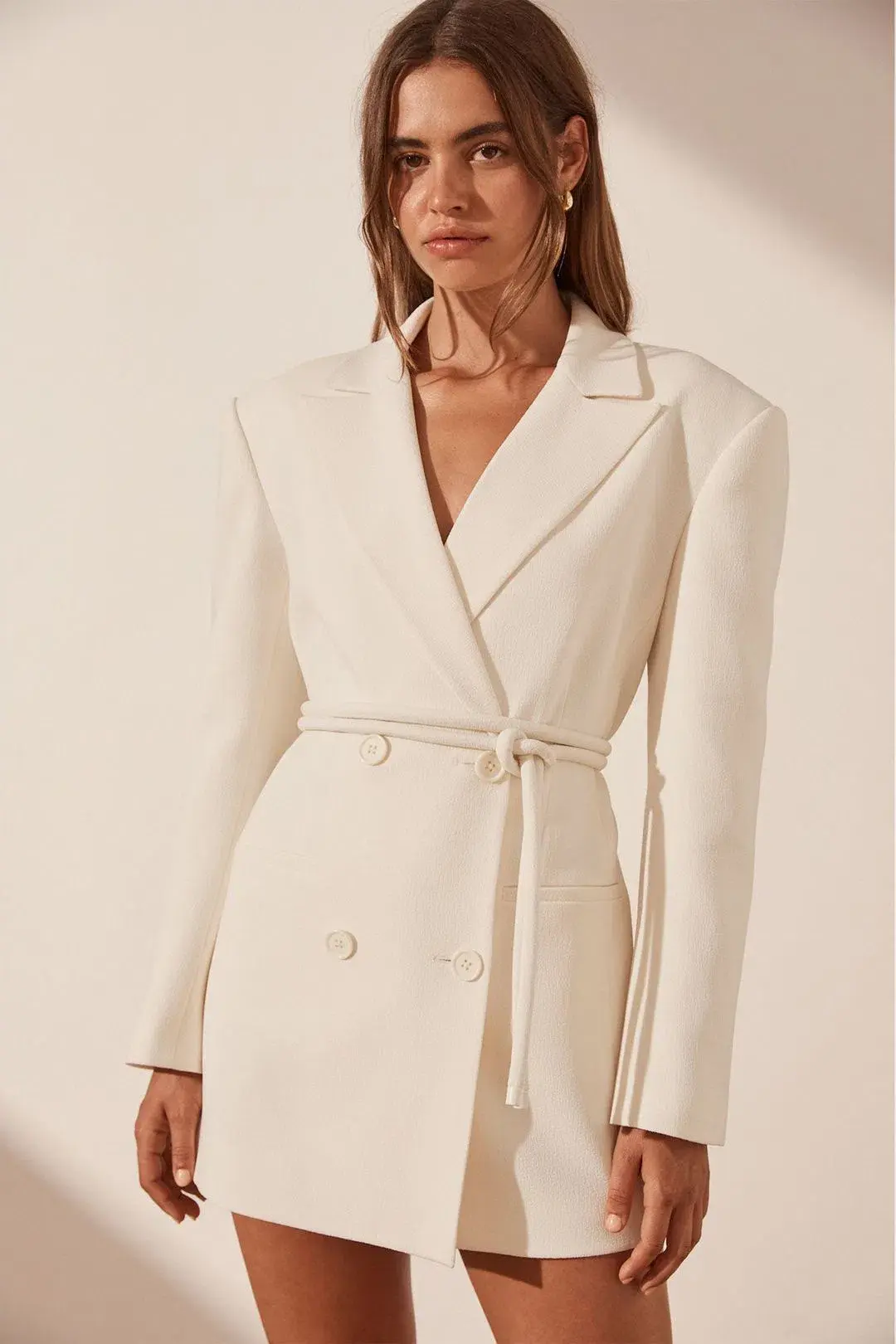 Shona Joy Amura Blazer Dress with Belt Cream Size 8 - Image 2