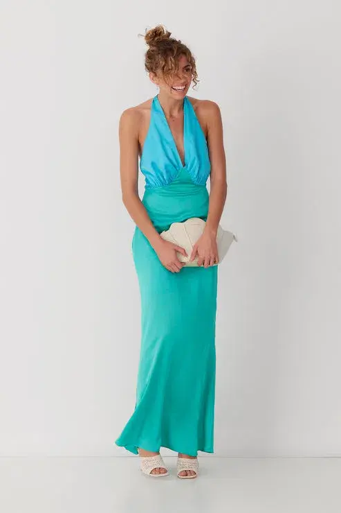  The Wolf Gang Oahu Slip Dress Aquamarine Size 8 for rent on The Volte - main image