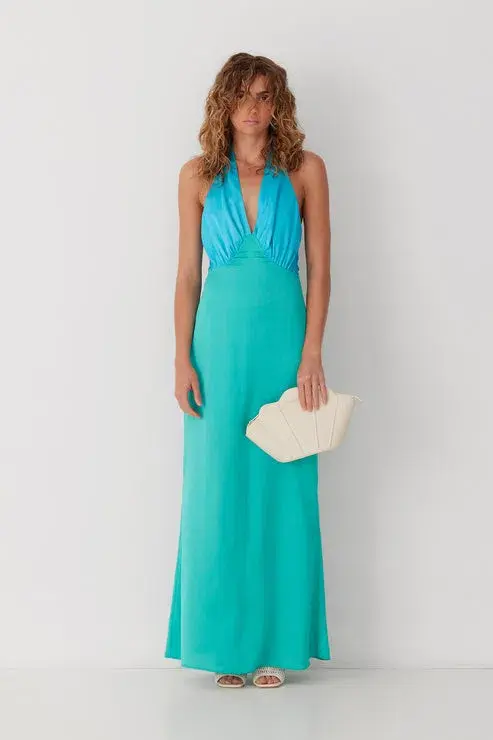  The Wolf Gang Oahu Slip Dress Aquamarine Size 8 - Image 1