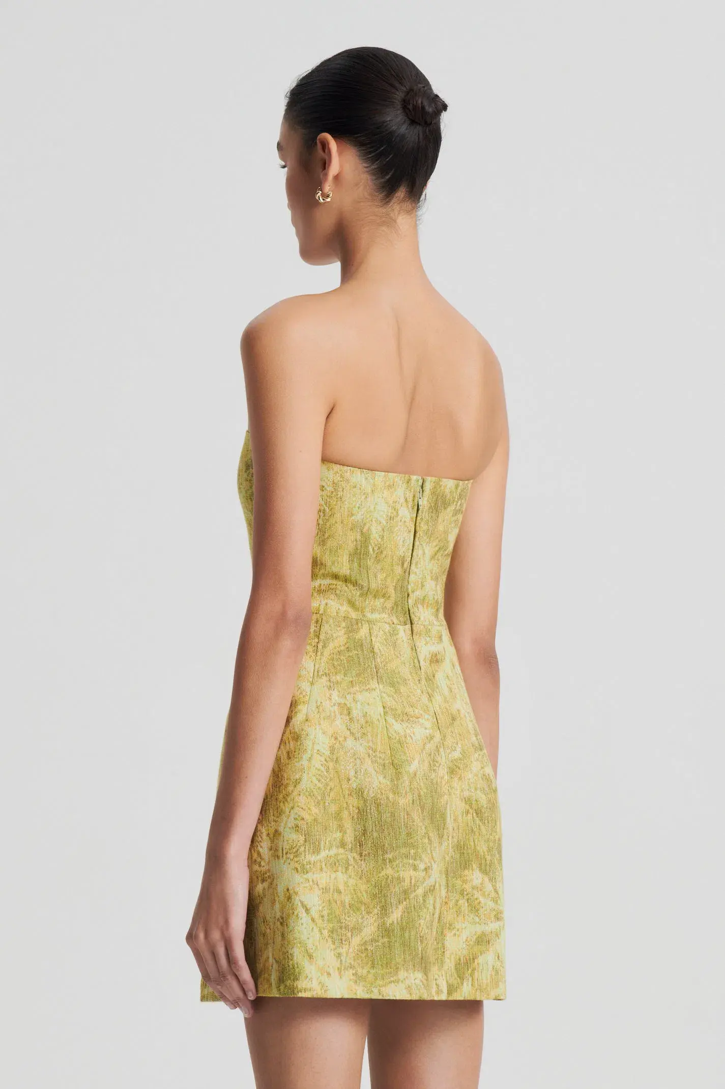 Scanlan Theodore Tinsel Linen Mini Dress Lime Size 8 - Image 3