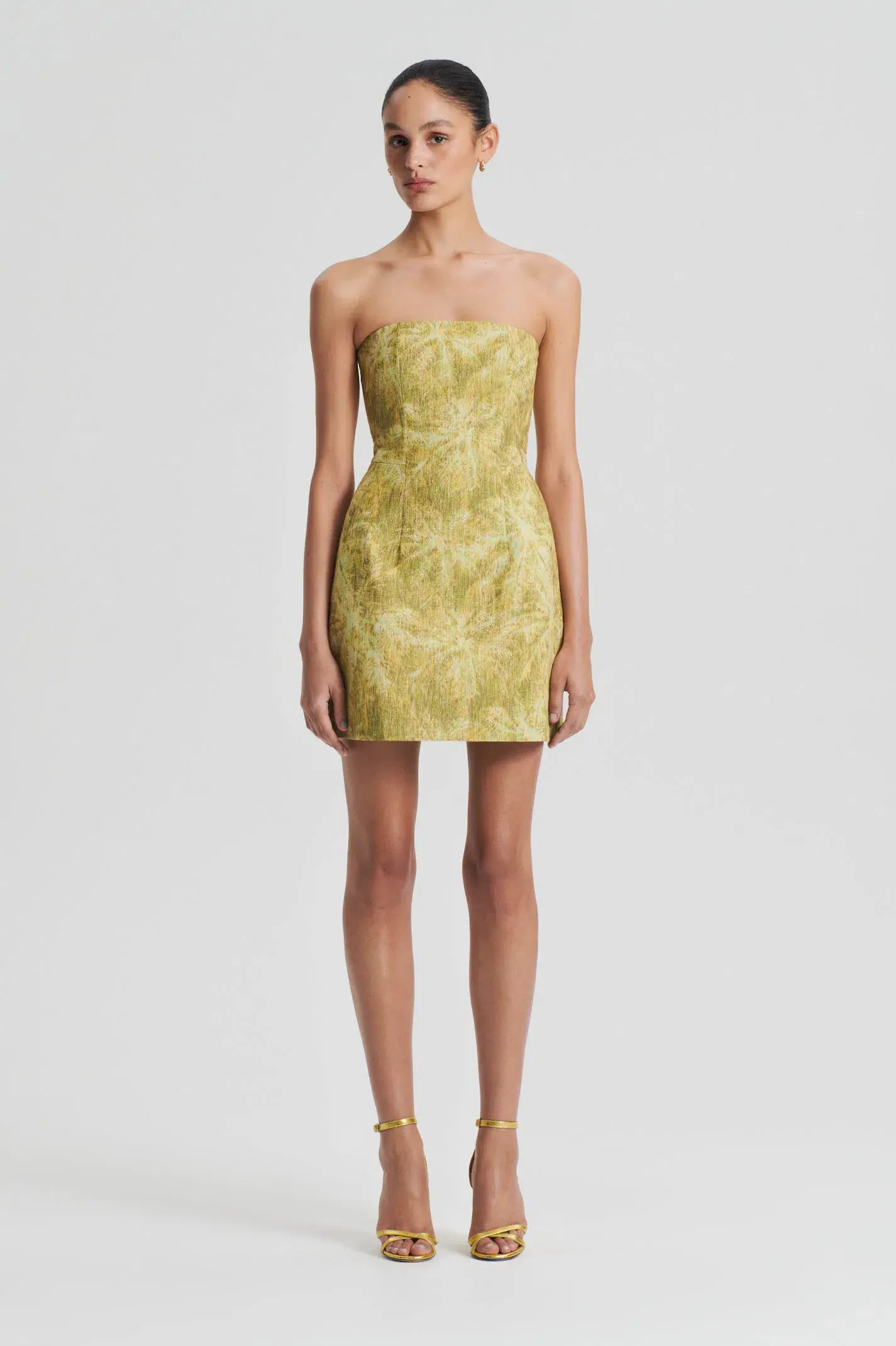 Scanlan Theodore Tinsel Linen Mini Dress Lime Size 8 - Image 1