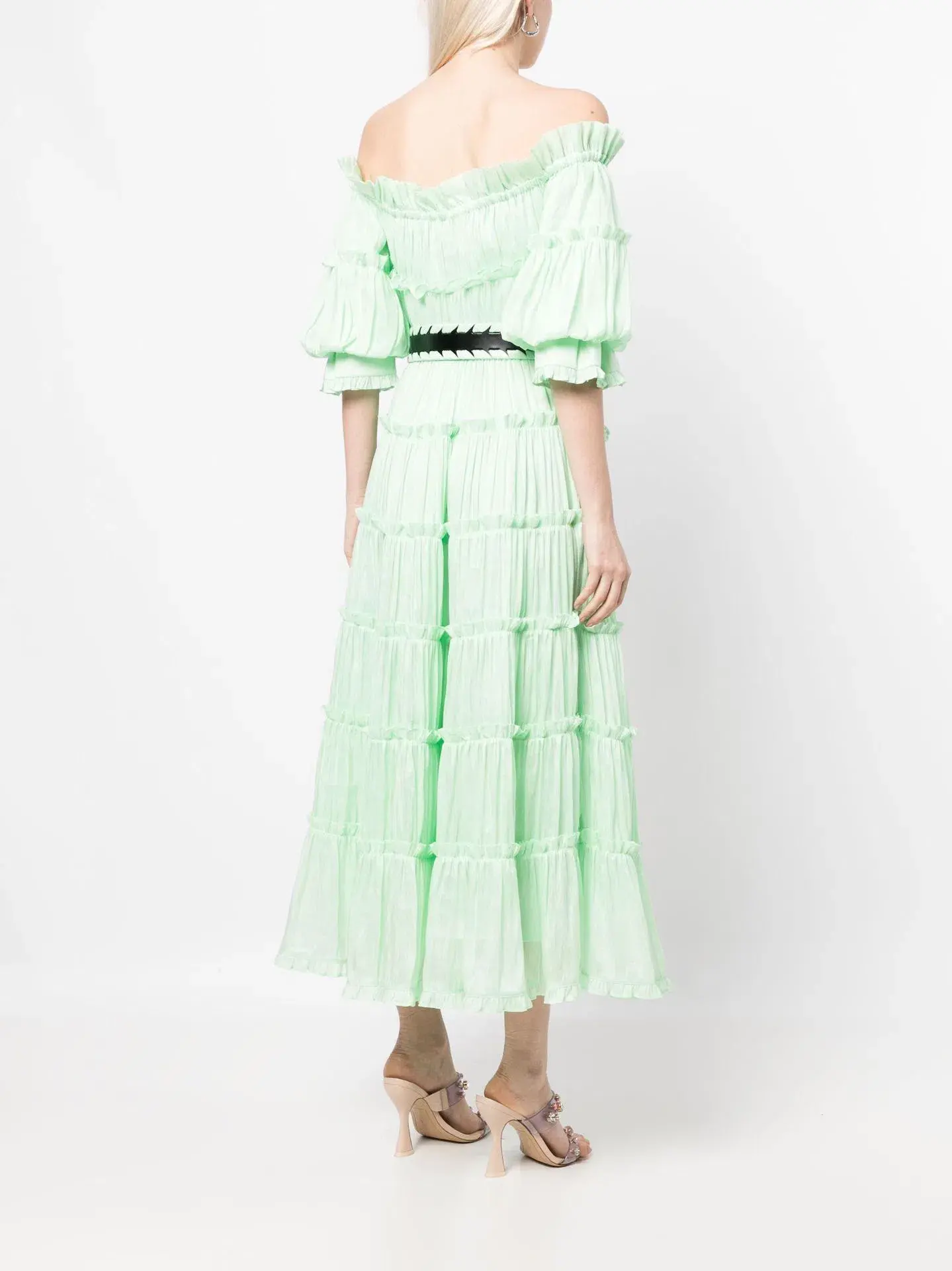Leo Lin Rue Off Shoulder Tiered Dress Mint Size 12 - Image 2