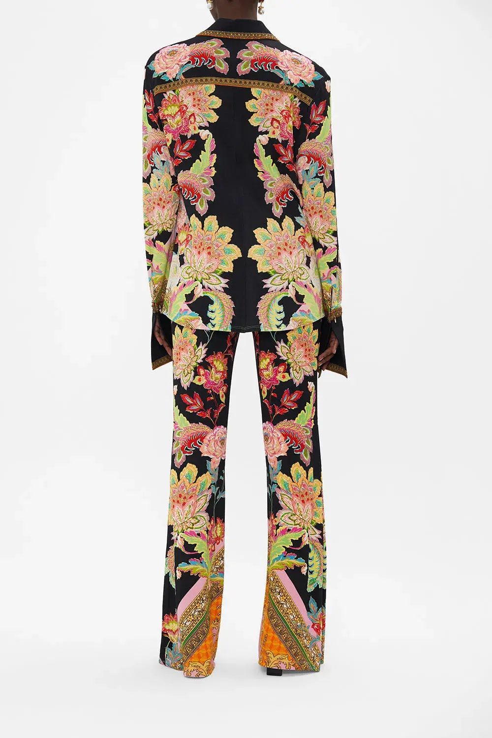 Camilla Sundowners In Sicily Fitted Jersey Shirt & Flare Pant Set Multi Floral Size S / AU 10 - Image 3