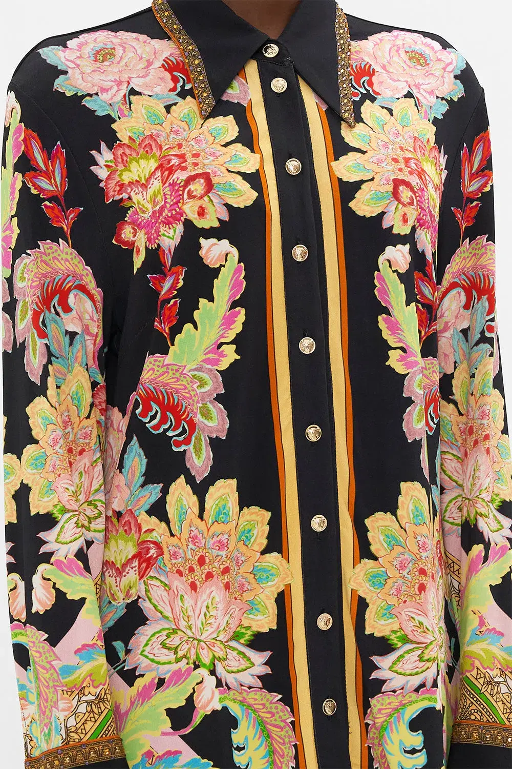 Camilla Sundowners In Sicily Fitted Jersey Shirt & Flare Pant Set Multi Floral Size S / AU 10 - Image 2