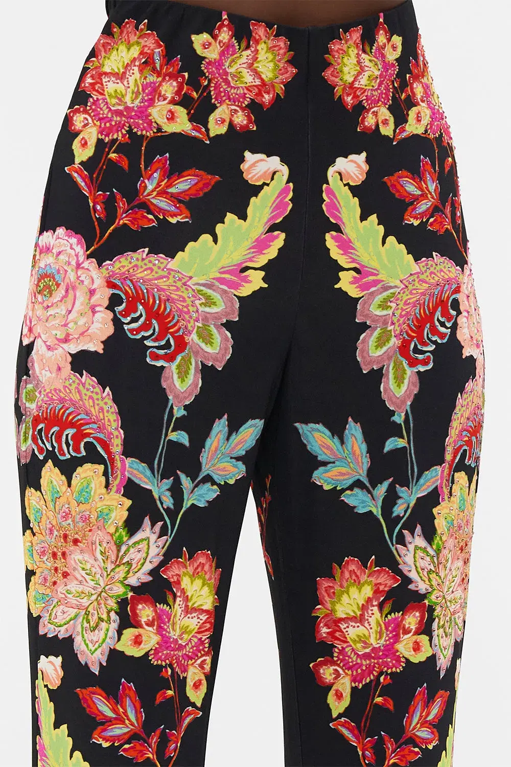 Camilla Sundowners In Sicily Fitted Jersey Shirt & Flare Pant Set Multi Floral Size S / AU 10 - Image 4