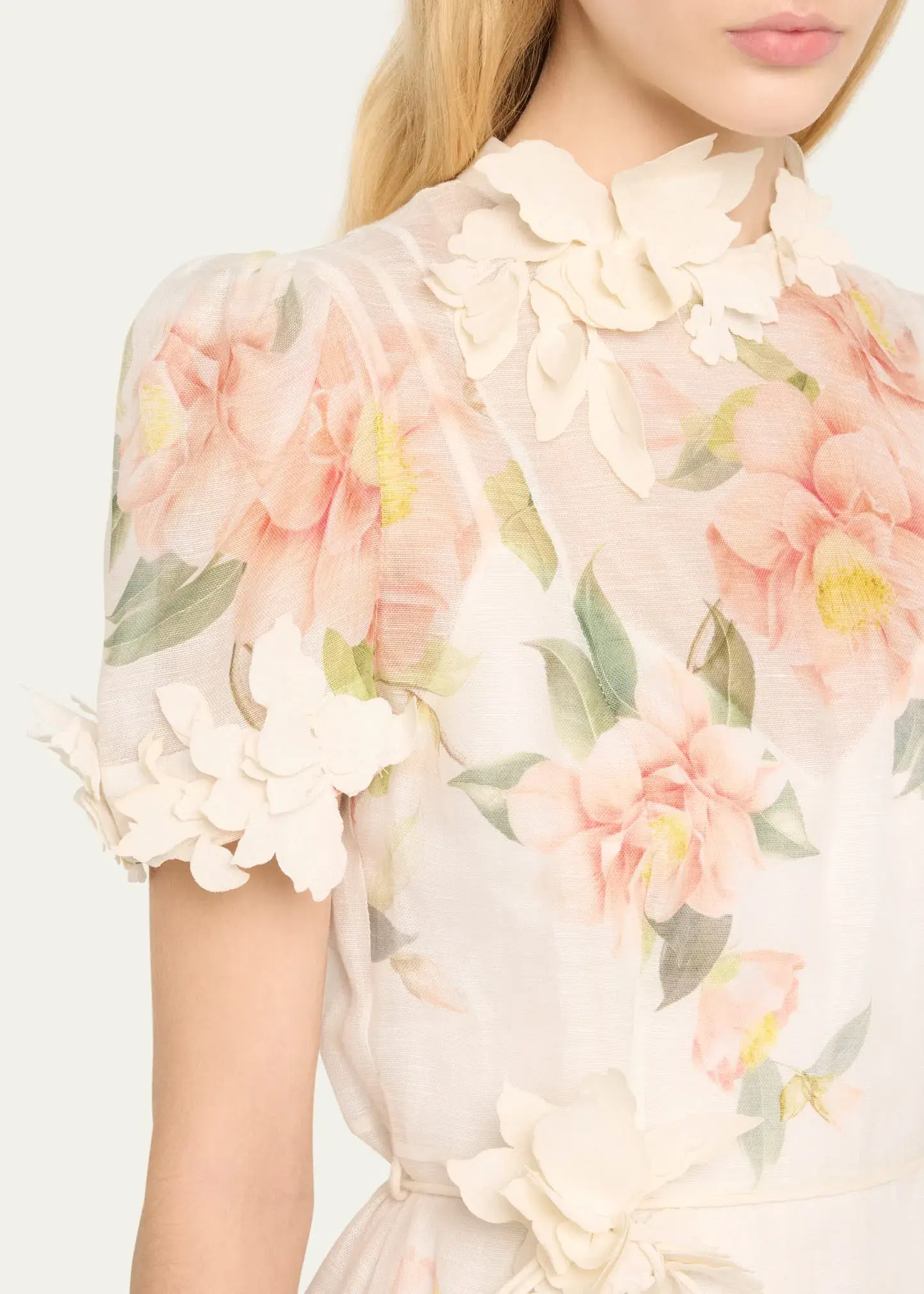 Zimmermann Natura Liftoff Flower Midi Dress Ivory Camellia Size 0 / AU 8 - Image 4