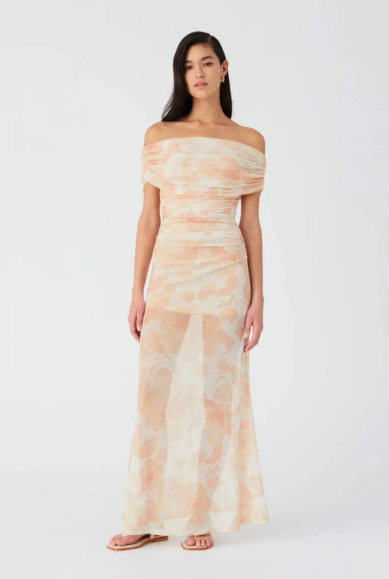 Misha Avyanna Mesh Maxi Dress Vintage Tapestry Golden Haze Print Size 8/S - Image 4