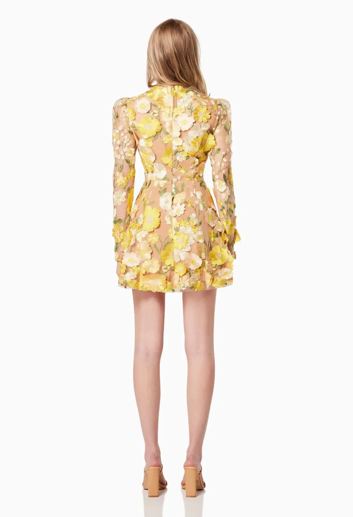 Elliatt Goldenvoice 3D Floral Mini Dress Yellow Size L / AU 12 - Image 3