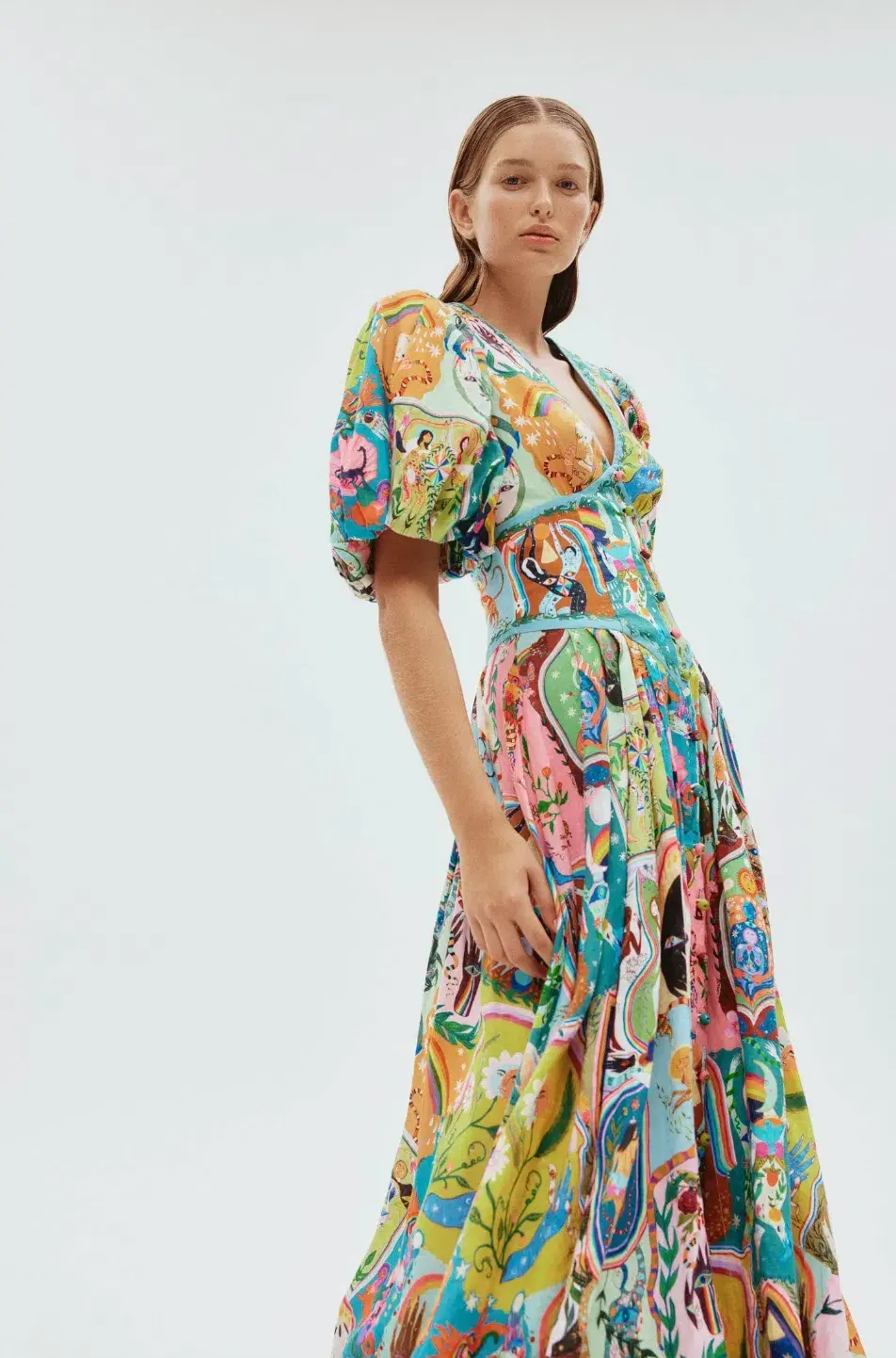 Alemais Evergreen Midi Dress Multi Size 8 - Image 2