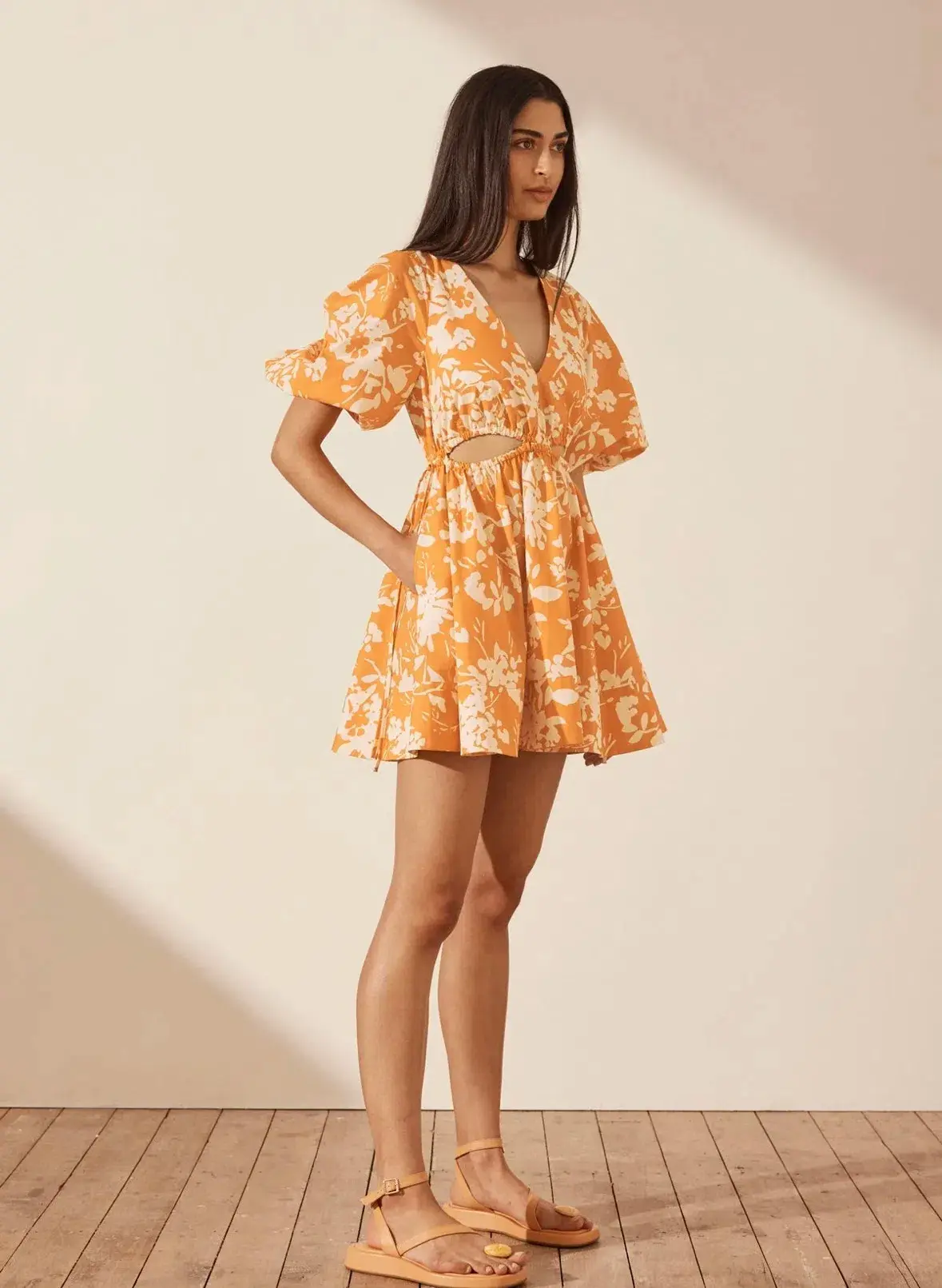 Shona Joy Mirella Mini Dress Orange Floral Size 8 - Image 2