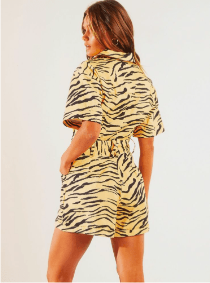Finders Keepers Heloise Playsuit - Tan Tiger  - Image 2
