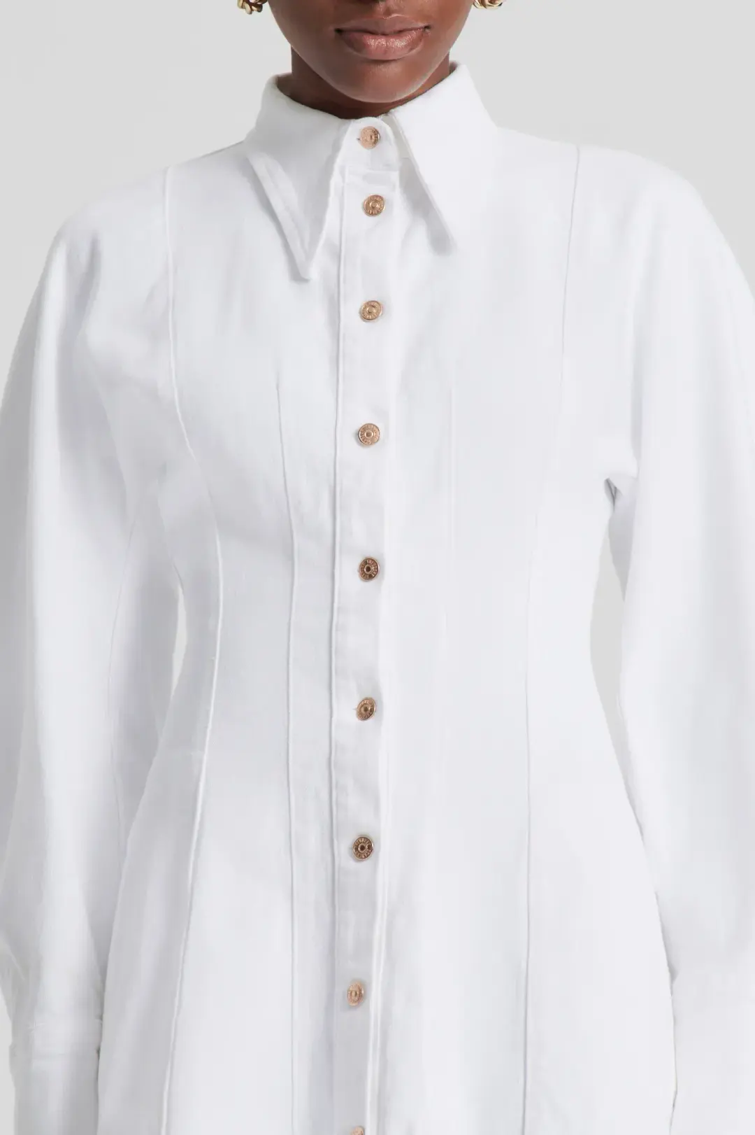 Scanlan Theodore Denim Cocoon Sleeve Mini Dress White Size 12 for rent on The Volte - main image