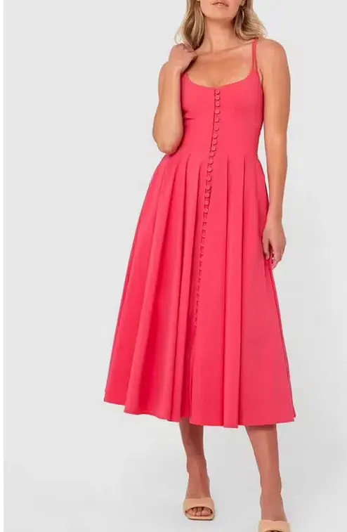 By Johnny Party Button Midi Dress Paris Pink Size 14 - Image 1