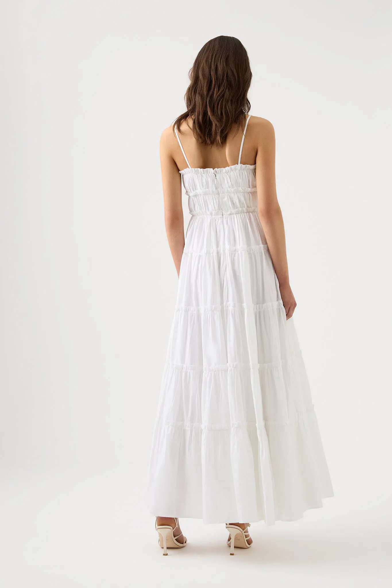 Aje Luna Tiered Maxi Dress Ivory Size 16 - Image 2